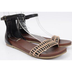 Maurices Women's 10 Woven Anklet Flat Sandals Boho Resortwear Vegan Leather